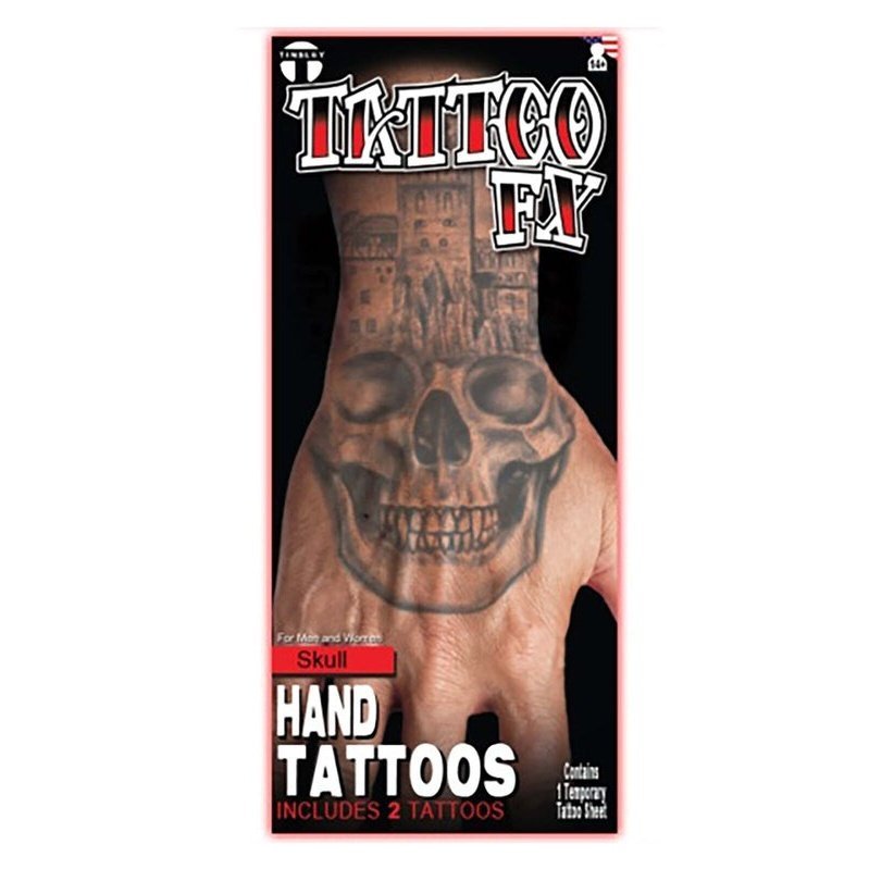 Skull Hand Fx Kit Temporary Tattoos - Jokers Costume Mega Store