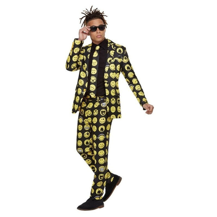 Smiley Stand Out Suit, Yellow & Black - Jokers Costume Mega Store