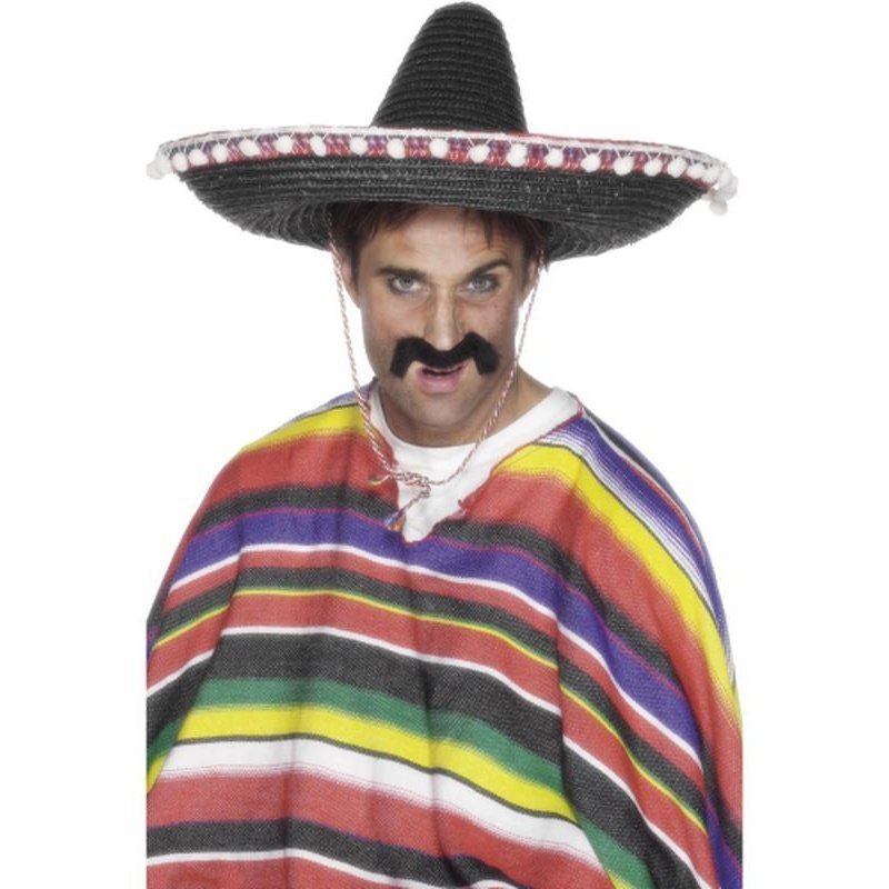 Sombrero Straw Hat with Bobbles and Neck Cord - Jokers Costume Mega Store