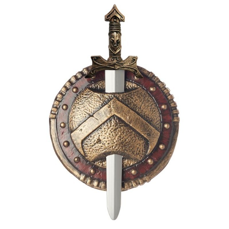 Spartan Combat Shield & Sword 12" - Jokers Costume Mega Store