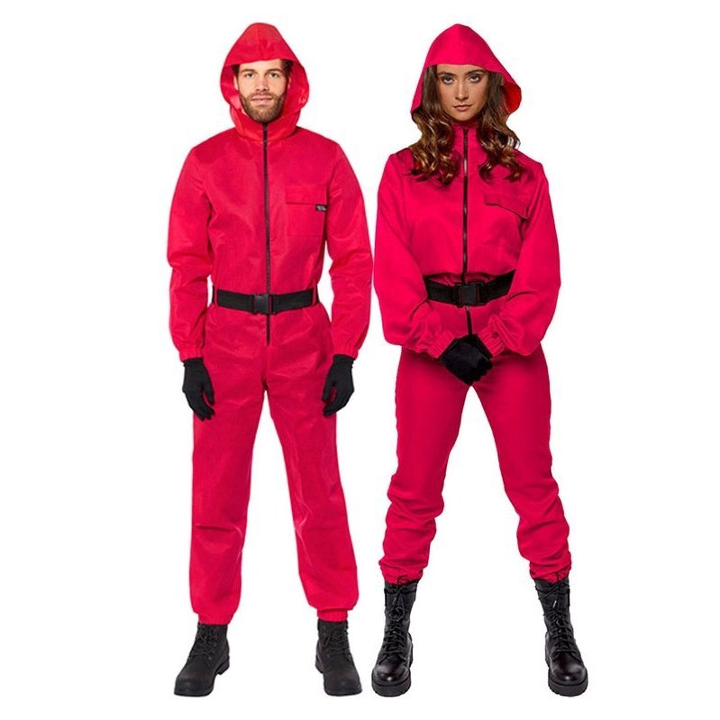 Adult Red Guard Jumpsuit Costume - One-Piece Coverall (Medium)