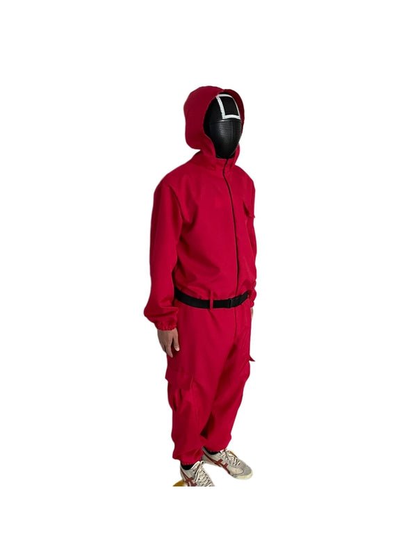 Squid Game Villain Red Jumpsuit Costume - Jokers Costume Mega Store