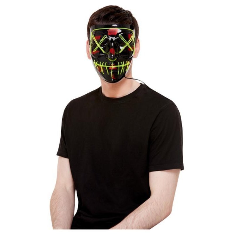 Stitch Face Mask, Green Neon Light Up, Black - Jokers Costume Mega Store