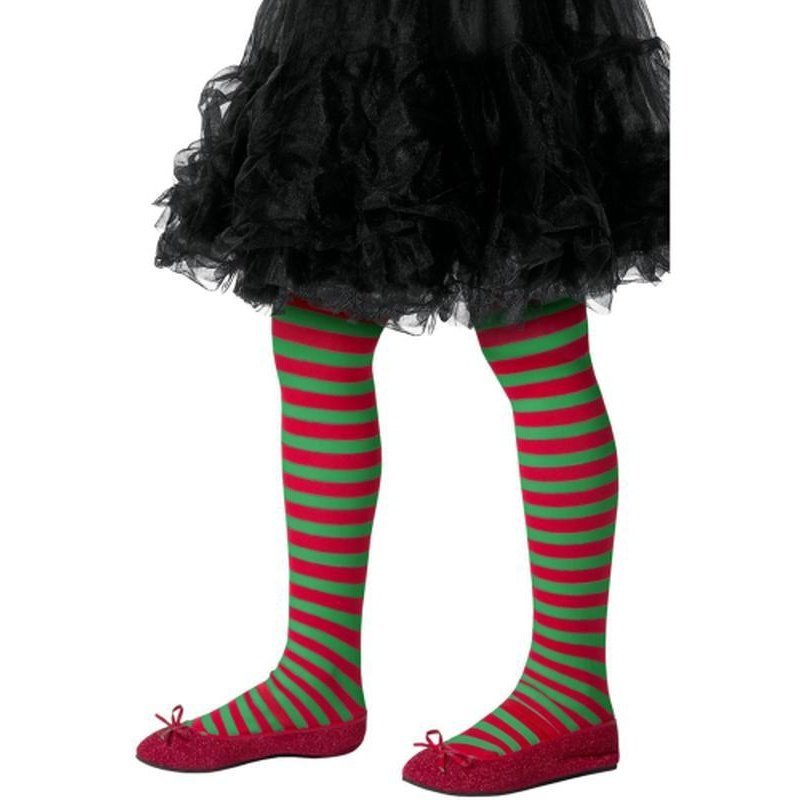 Striped Tights, Childs - Red & Green - Jokers Costume Mega Store