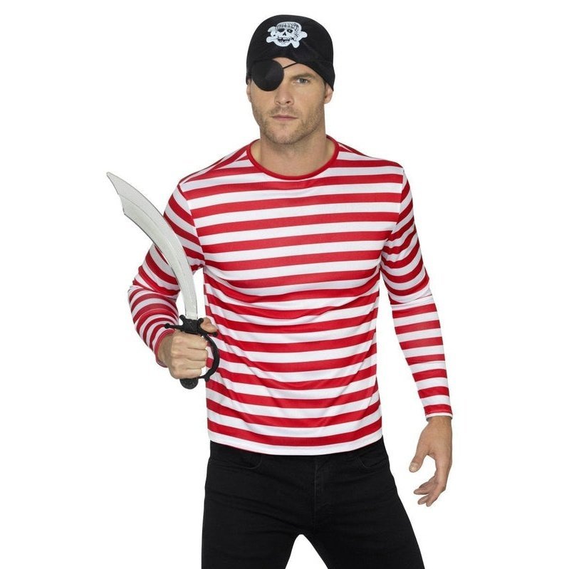 Stripy T Shirt, Red - Jokers Costume Mega Store