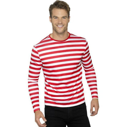 Stripy T Shirt, Red - Jokers Costume Mega Store