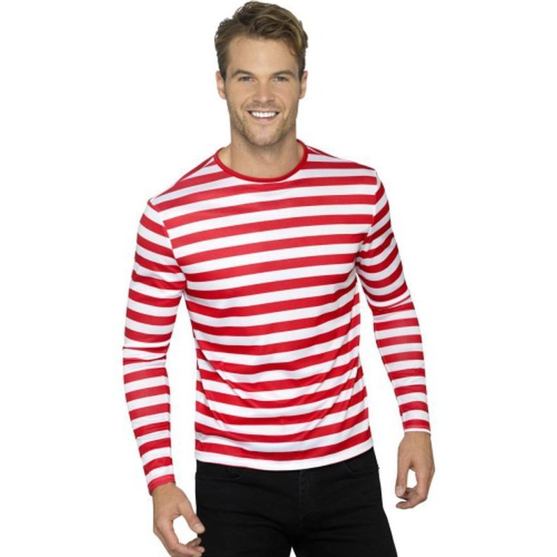 Stripy T Shirt, Red - Jokers Costume Mega Store