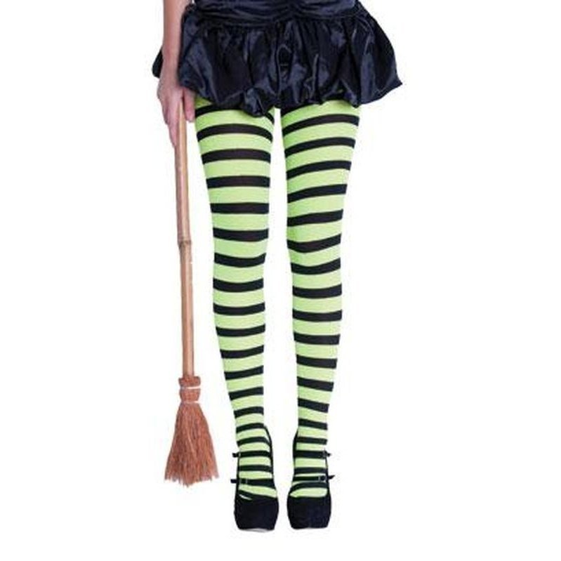 Stripy Tights - Green/Black -Adults - Jokers Costume Mega Store