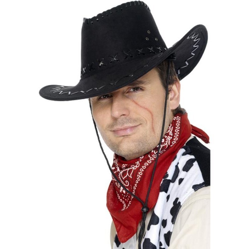 Suede Look Cowboy Hat - Black - Jokers Costume Mega Store