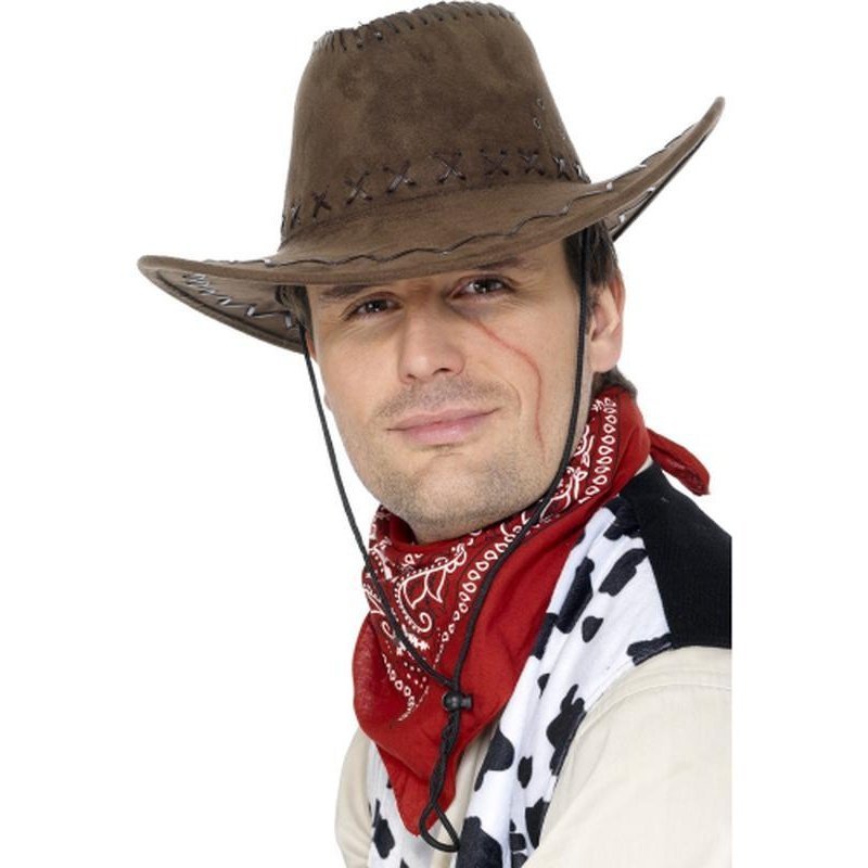 Suede Look Cowboy Hat - Brown - Jokers Costume Mega Store