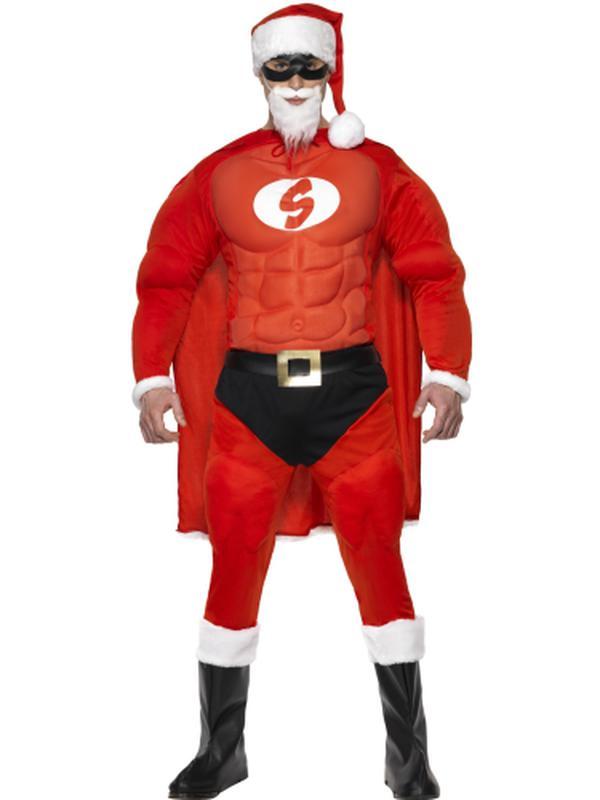 Super Fit Santa Costume & Beard - Jokers Costume Mega Store