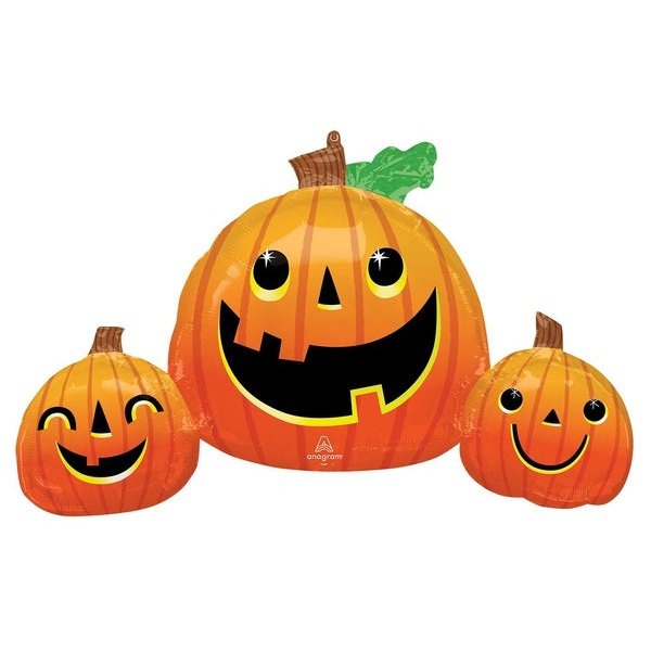 Super Shape Xl Smiley Pumpkin Trio Balloon - Jokers Costume Mega Store