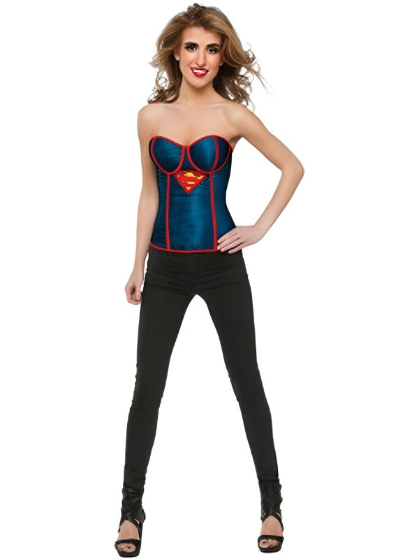 Supergirl Fishnet Overlay Corset Size M - Jokers Costume Mega Store