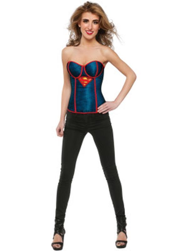 Supergirl Fishnet Overlay Corset Size S - Jokers Costume Mega Store