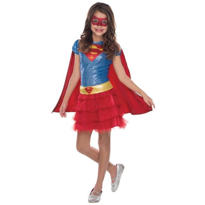Supergirl Sequin Tutu Costume Size M - Jokers Costume Mega Store