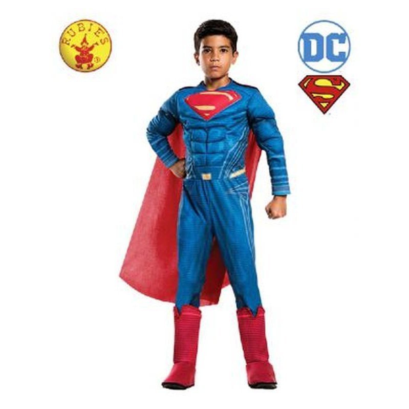 Superman Deluxe Justice League Costume, Child Size Medium - Jokers Costume Mega Store