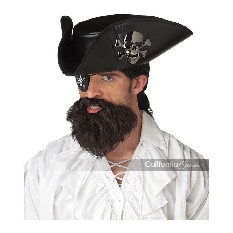 The Captain Beard & Moustache Dark Brown - Jokers Costume Mega Store