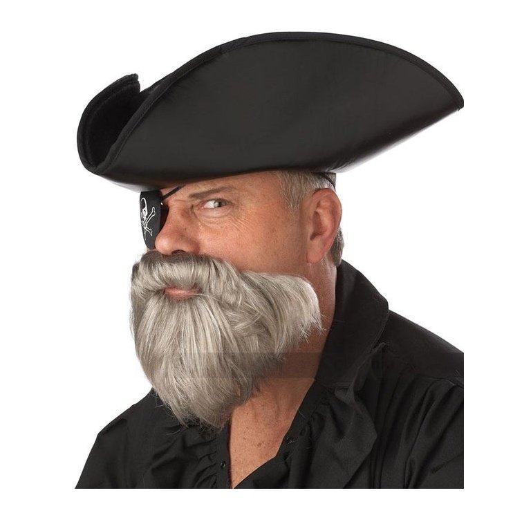 The Captain Beard & Moustache Grey - Jokers Costume Mega Store