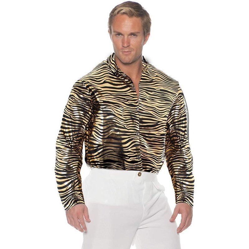 Tiger Disco Mens Shirt Gold - Jokers Costume Mega Store