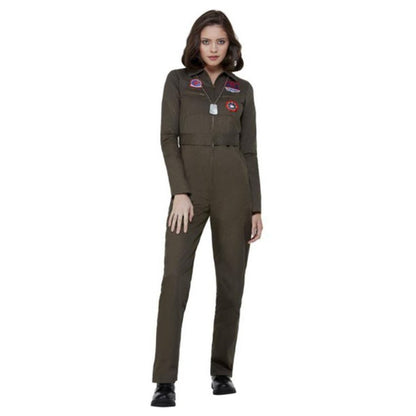 Top Gun Ladies Costume, Khaki - Jokers Costume Mega Store