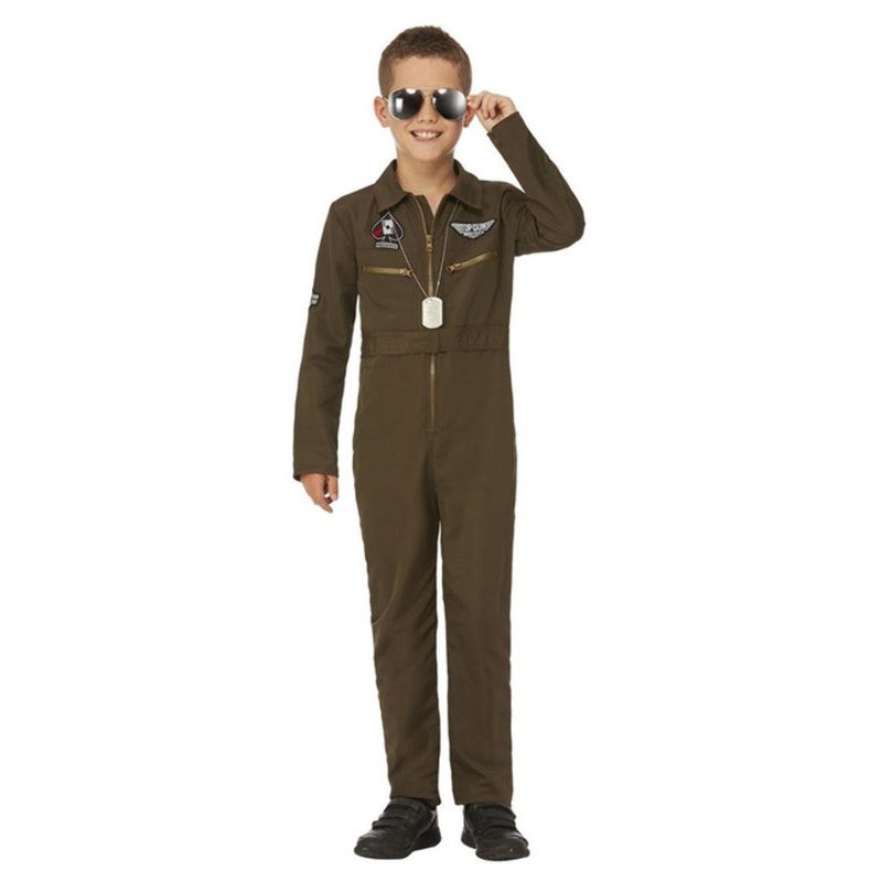 Top Gun Maverick Child's Aviator Costume, Green - Jokers Costume Mega Store