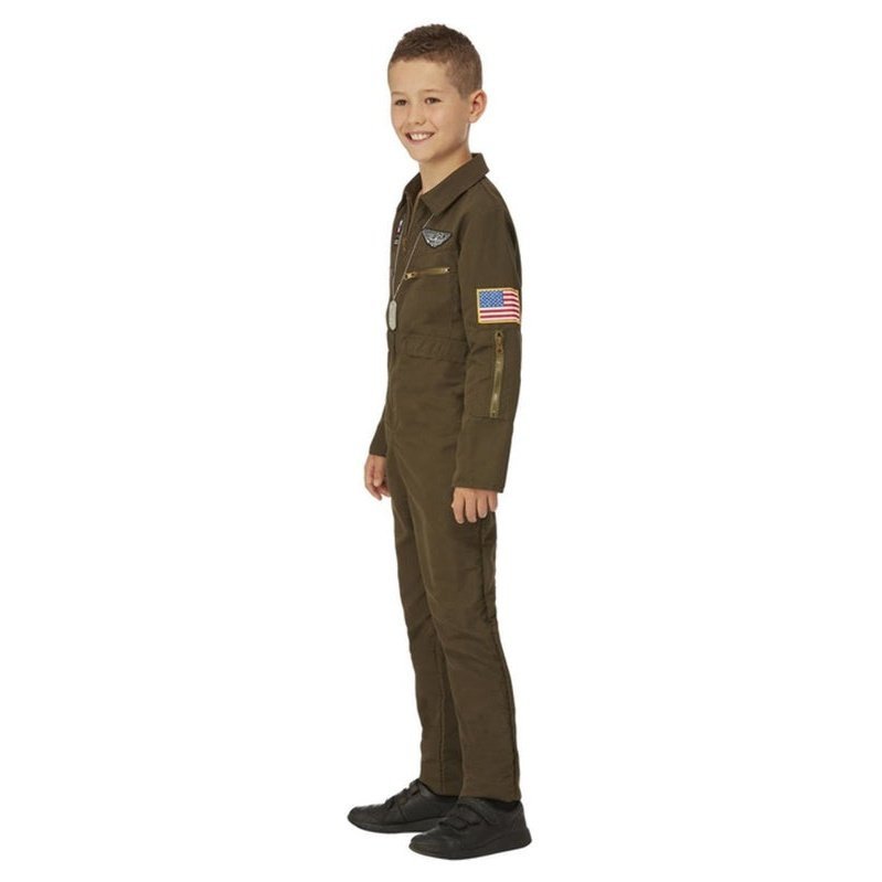 Top Gun Maverick Child's Aviator Costume, Green - Jokers Costume Mega Store