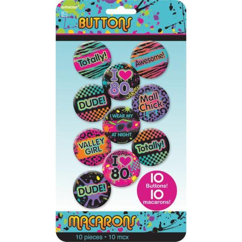 Totally 80s Buttons - Jokers Costume Mega Store