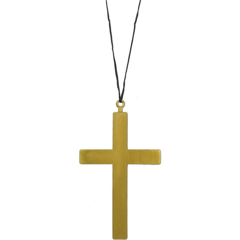 Traditional Gold Plastic Cross Necklace - Jokers Costume Mega Store