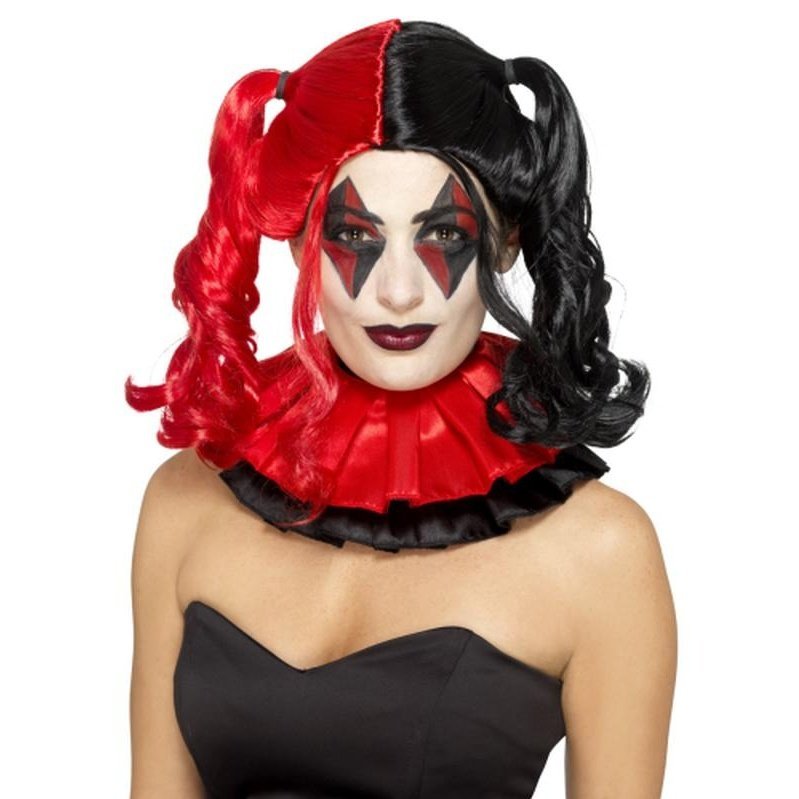 Twisted Harlequin Wig - Black & Red - Jokers Costume Mega Store