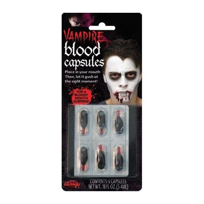 Vampire Liquid Blood Capsules - Pk 6-Make up and Special FX-Jokers Costume Mega Store