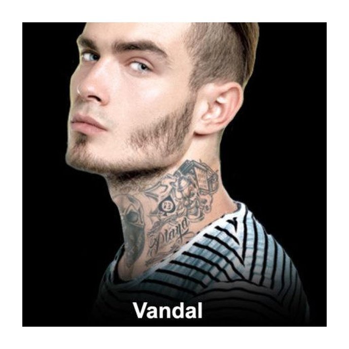 Vandal Neck Temporary Tattoo - Jokers Costume Mega Store