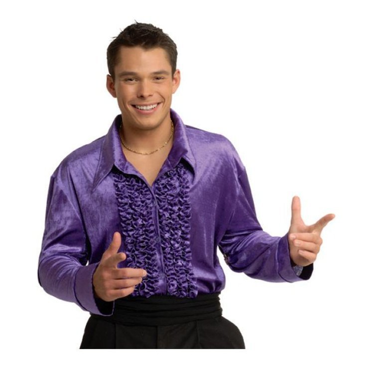 Velvet Disco Shirt Purple Adult Size S - Jokers Costume Mega Store