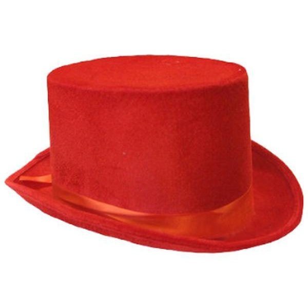 Velvet Top Hat - Red - Jokers Costume Mega Store