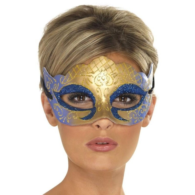 Venetian Colombina Farfalla Glitter Mask, Gold - Jokers Costume Mega Store