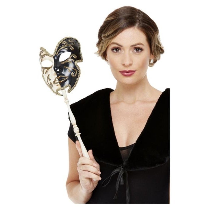 Venetian Mask, Black & Cream - Jokers Costume Mega Store