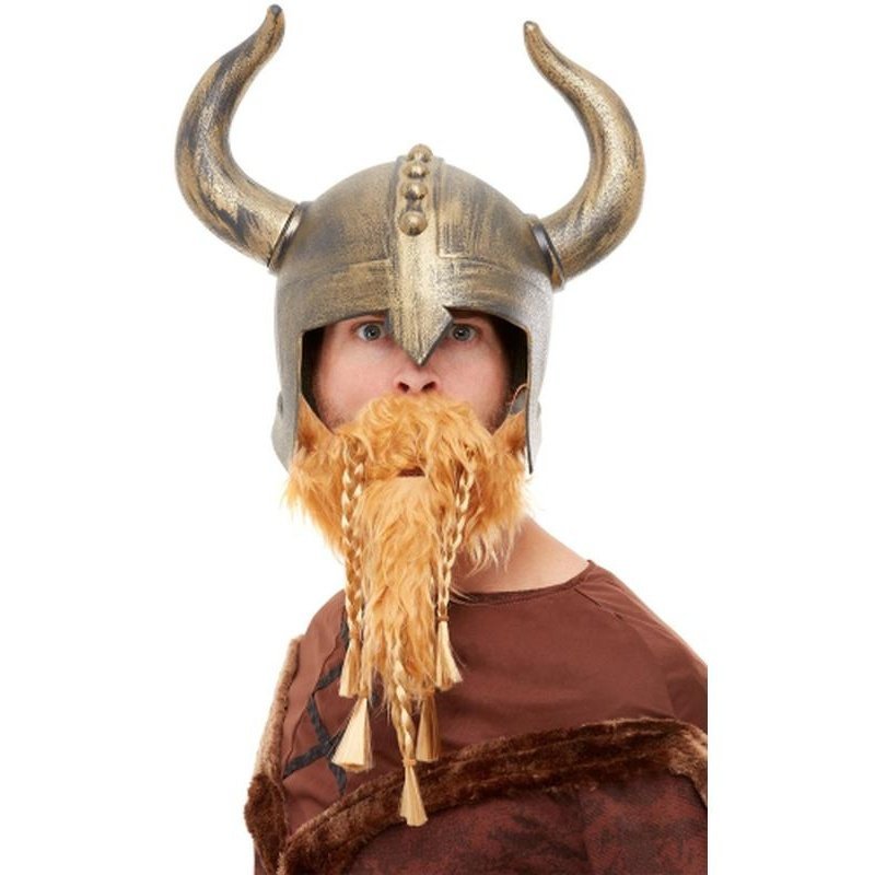 Viking Helmet, Gold, With Beard - Jokers Costume Mega Store
