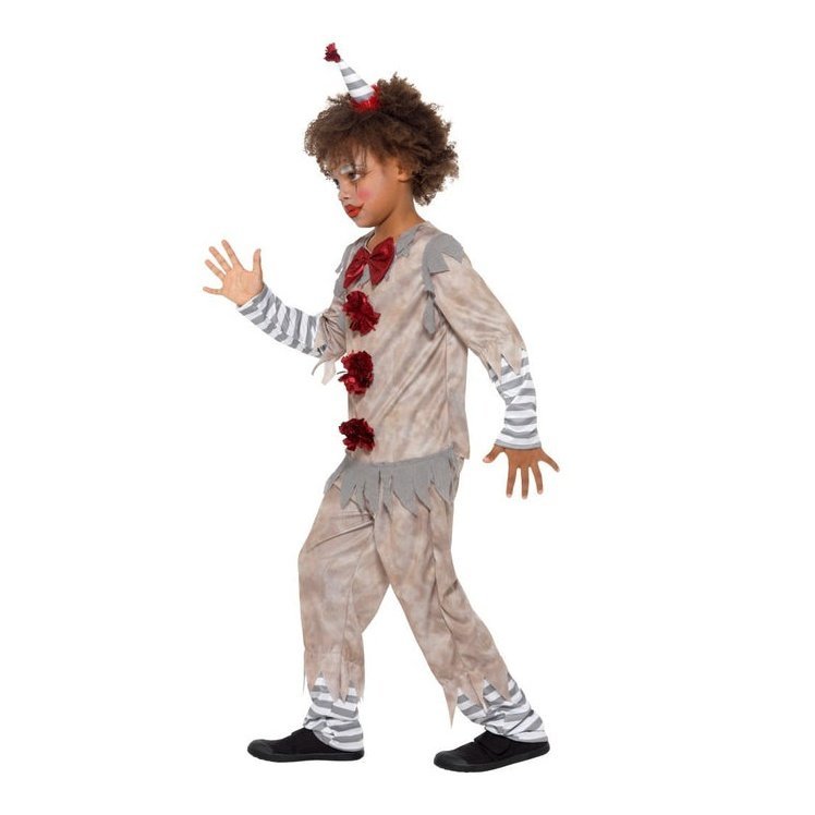 Vintage Clown Boy Costume, Grey & Red - Jokers Costume Mega Store
