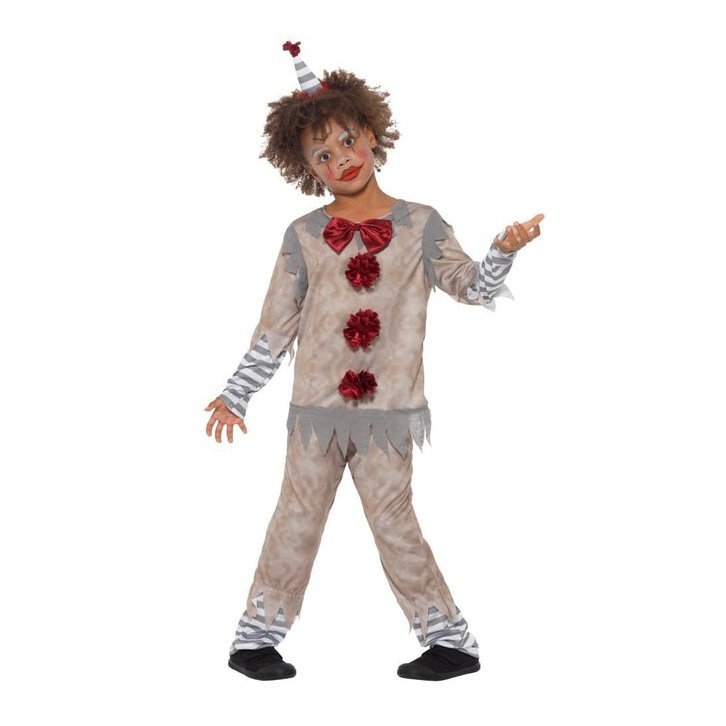 Vintage Clown Boy Costume, Grey & Red - Jokers Costume Mega Store
