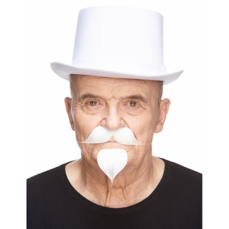 White Colonel Beard And Moustache - Jokers Costume Mega Store