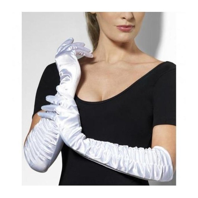 White Long Temptress Gloves - Jokers Costume Mega Store