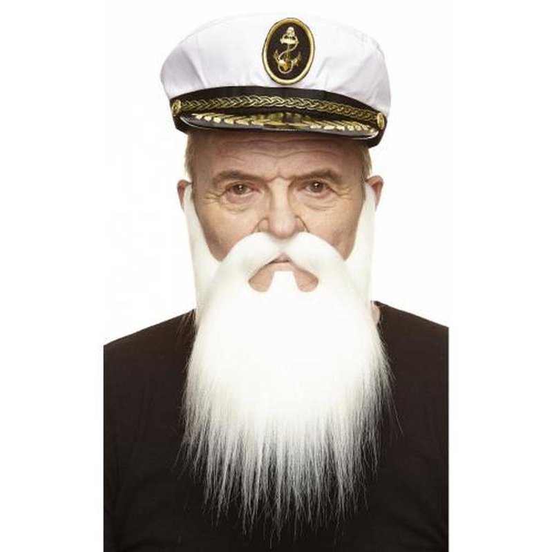 White Old Captain Beard And Moustache - Jokers Costume Mega Store