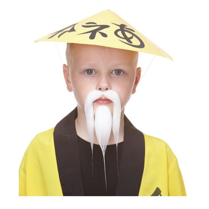 White Oriental Beard And Moustache Small - Jokers Costume Mega Store