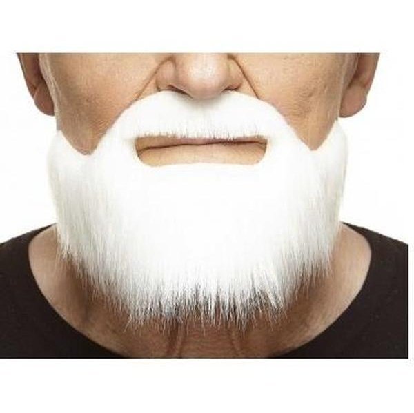 White Short Beard With Moustache - Jokers Costume Mega Store