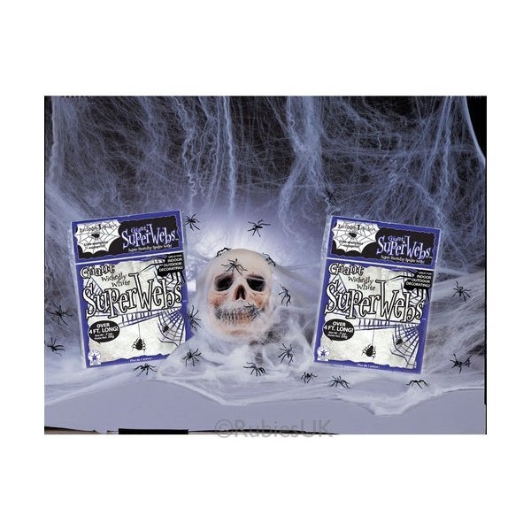 White Spider Webbing With Spiders - Jokers Costume Mega Store