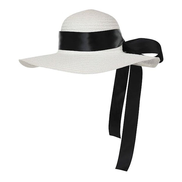 White Straw Hat With Black Ribbon - Jokers Costume Mega Store