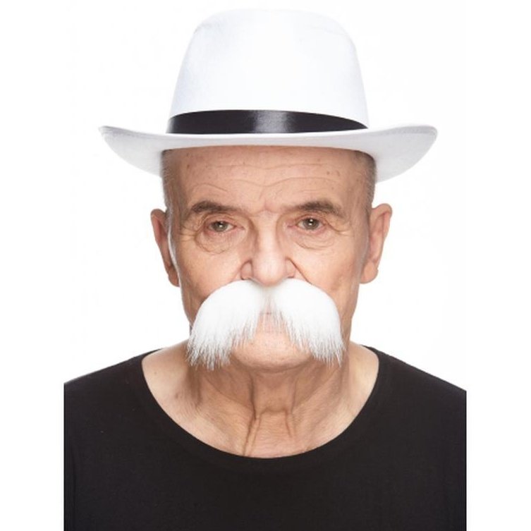 White Wild And West Moustache - Jokers Costume Mega Store