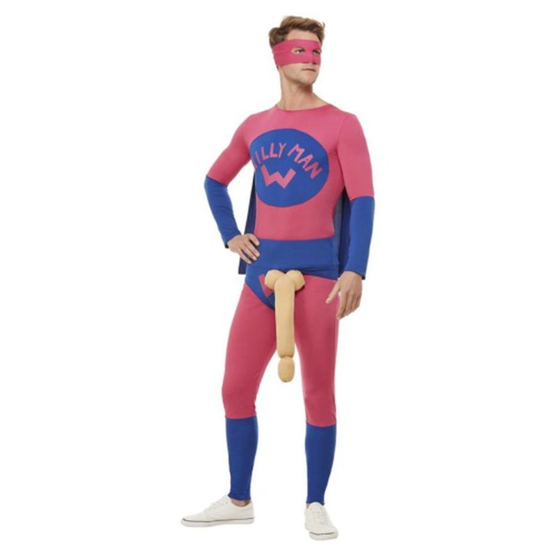 Willyman Superhero Costume, Pink & Blue - Jokers Costume Mega Store