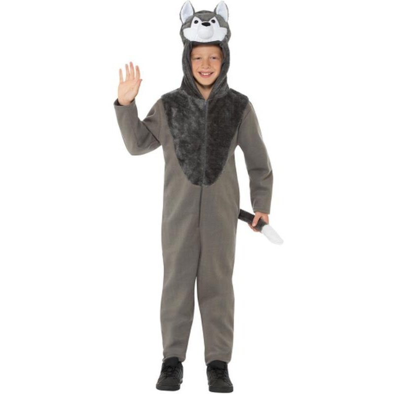 Wolf Costume, Grey Hooded Jumpsuit - Jokers Costume Mega Store