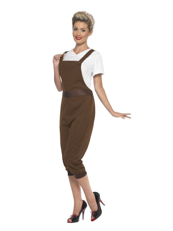 Ww2 Land Girl Costume, Brown - Jokers Costume Mega Store