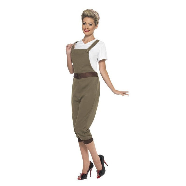 Ww2 Land Girl Costume, Khaki - Jokers Costume Mega Store